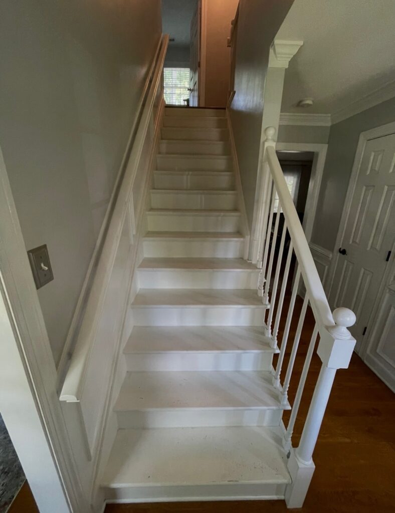 White painted stairs